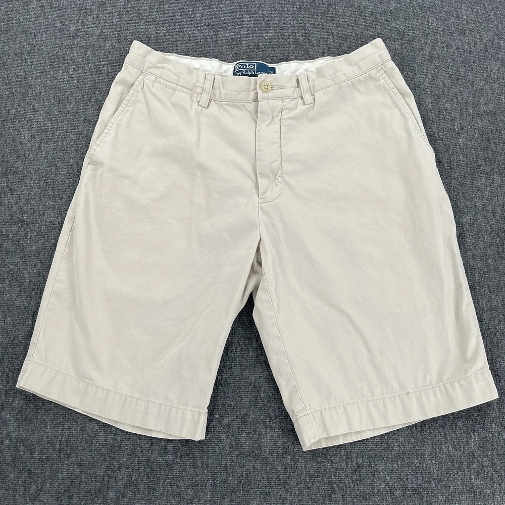 Vintage Polo Ralph Lauren Chino Shorts Mens 32 Beige Preppy Casual Classic